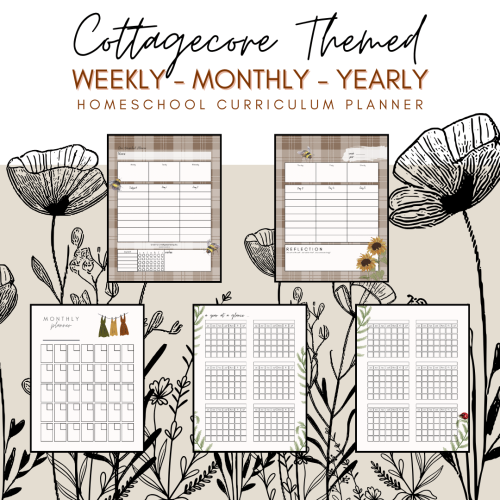 Cottagecore Homeschooling Planner PDF: Printable, Customizable, Undated Organizer